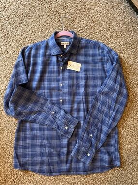 Peter Millar Blue Plaid Long-Sleeve Button-Down Shirt